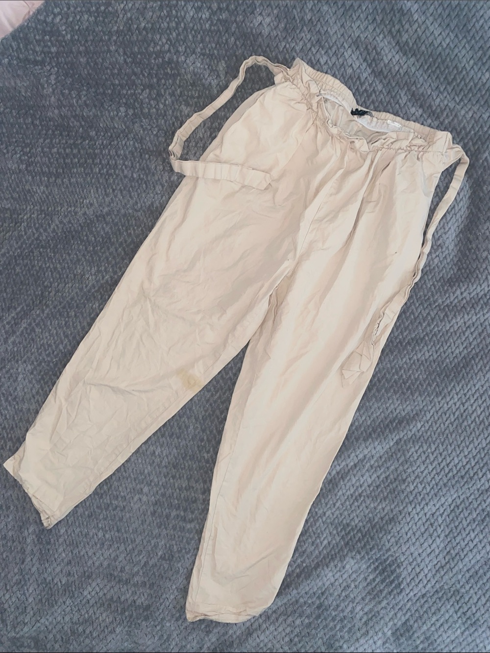 Zara Cream Drawstring Cargo Ankle Pants